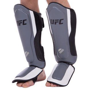 Захист гомілки та стопи Муай Тай, ММА, Кікбоксинг шкіряний UFC PRO Training UHK-69982 L-XL срібний-чорний UHK-69982 фото