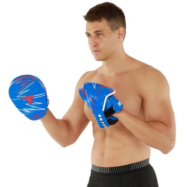 Лапа боксерская изогнутая тренировочная кожа FISTRAGE PRO TRAINING VL-9351 17х4х22см 2штуки синий VL-9351 фото
