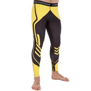 Компрессионные штаны леггинсы тайтсы Domino KC210-19 S-2XL черный-желтый KC210-19 фото