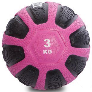 Медбол м'яч медичний Medicine Ball Zelart FI-0898-3 3кг чорний-рожевий FI-0898-3 фото
