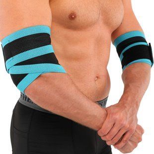 Бинты на локти для жима ELBOW WRAPS LiveUp LP8725 2шт синий-черный LP8725 фото