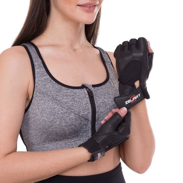 Перчатки спортивные кожаные Zelart SB-161556 S-XXL черный SB-161556 фото