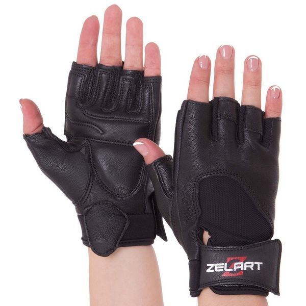 Перчатки спортивные кожаные Zelart SB-161556 S-XXL черный SB-161556 фото
